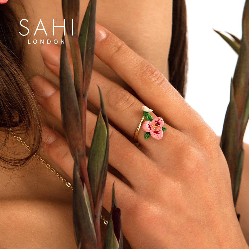 Sahi Enchanting Garden Pink Adjustable Ring - RING