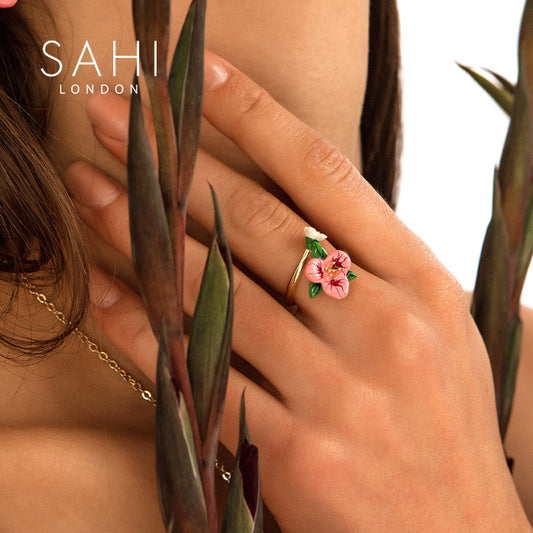 Sahi Enchanting Garden Pink Adjustable Ring - RING