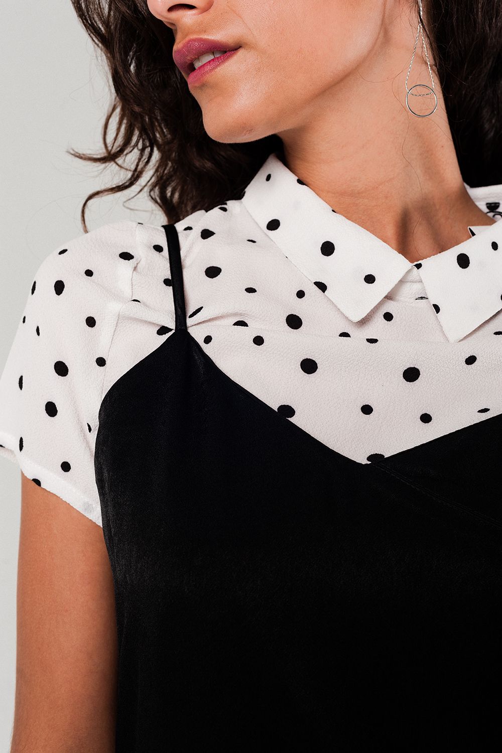Asymmetric hem slip dress in black - dress
