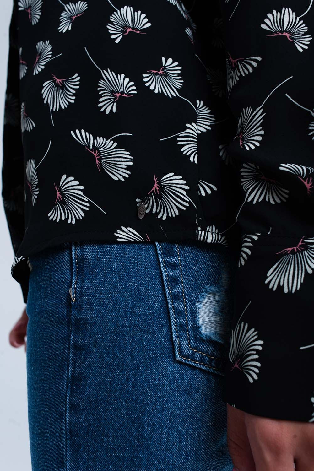 Black floral printed shirt - Shirts