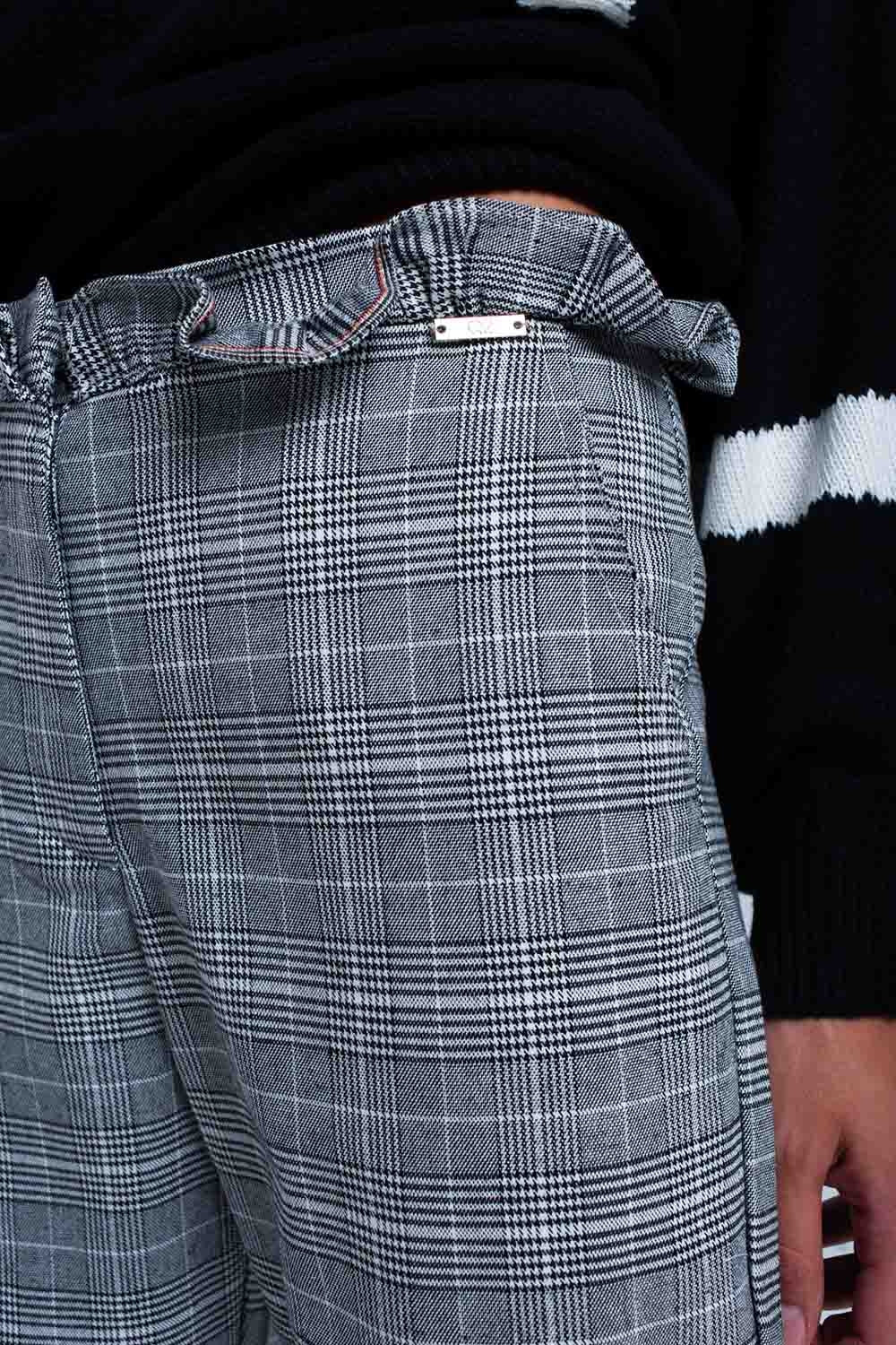 Grey tartan pattern trousers - trousers