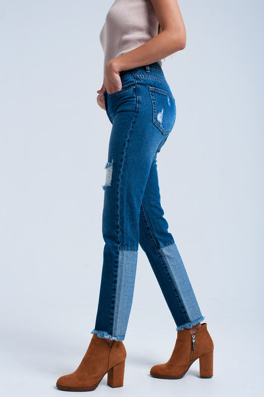 Worn straight jeans - Denim