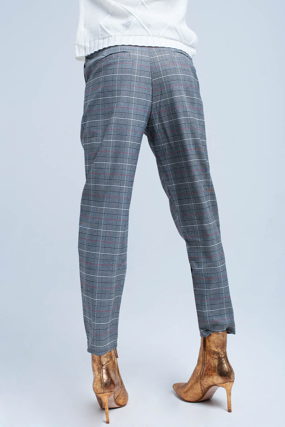 Red tartan pattern trousers - trousers