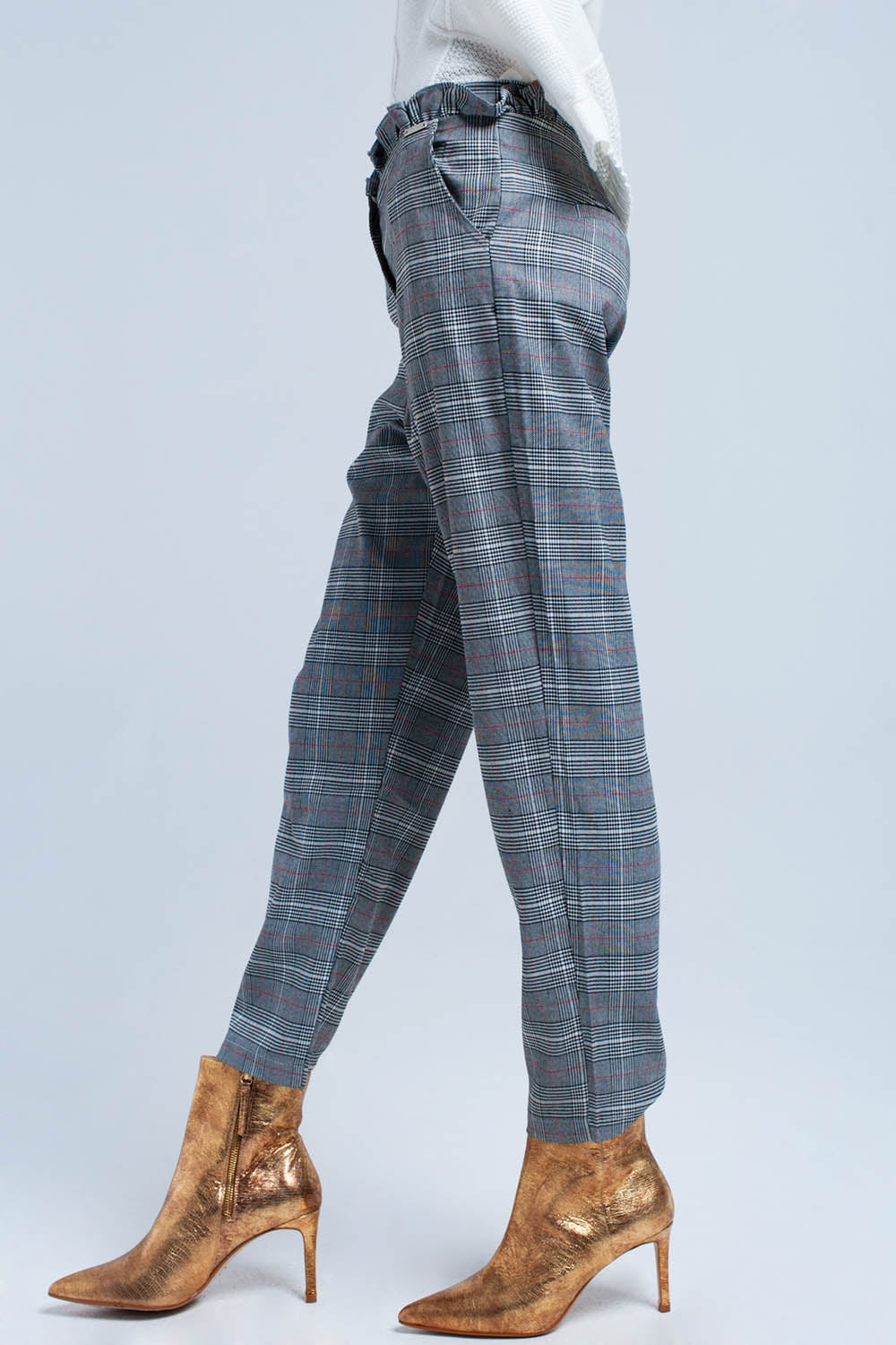 Red tartan pattern trousers - trousers