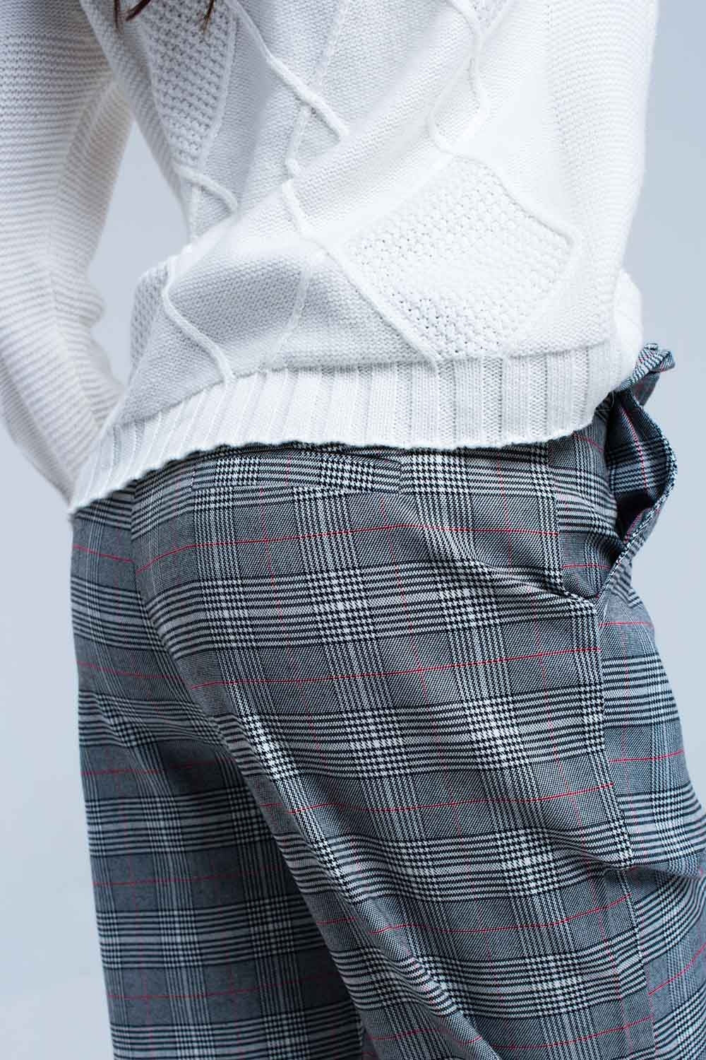 Red tartan pattern trousers - trousers