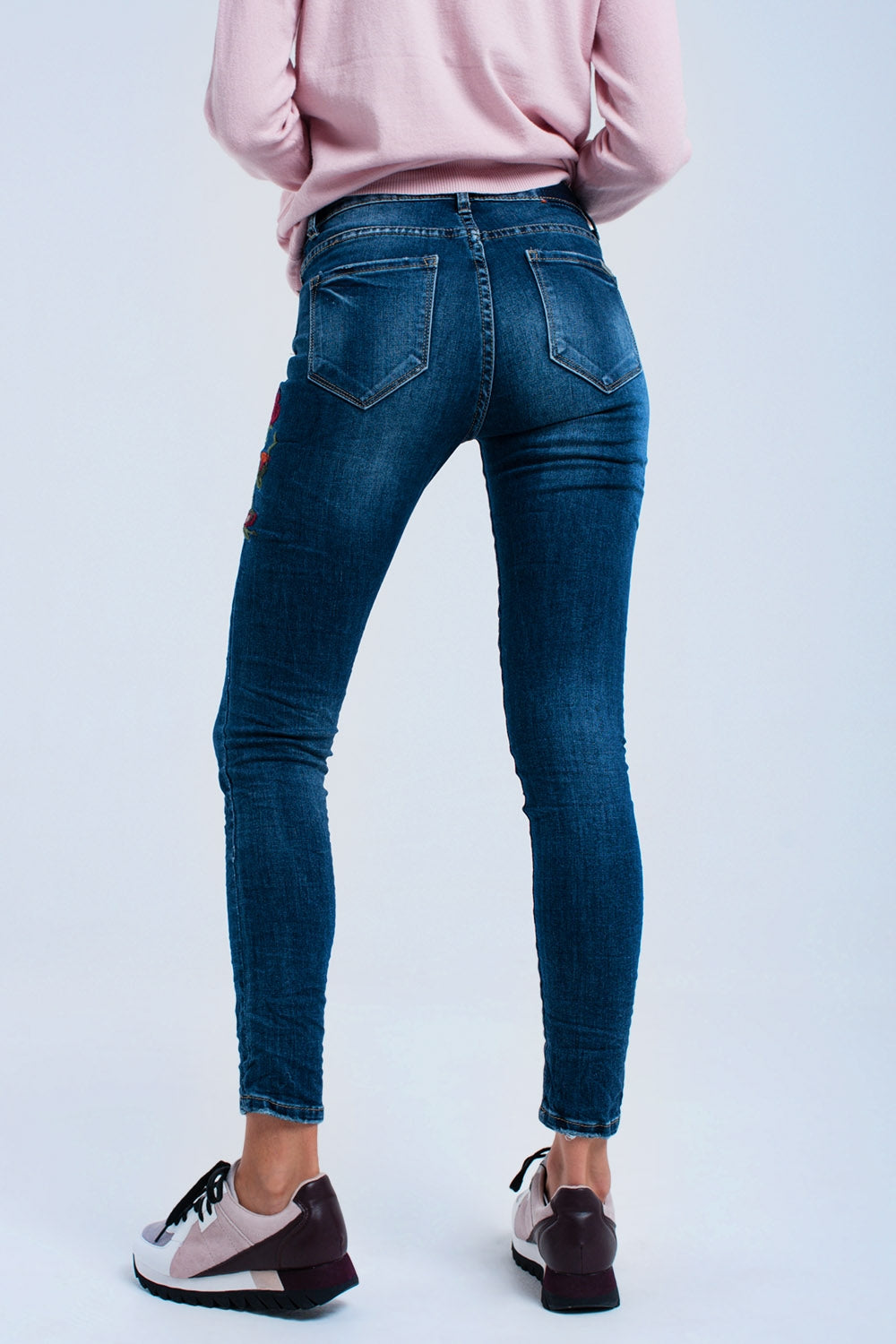 Skinny jeans with flowers - Denim