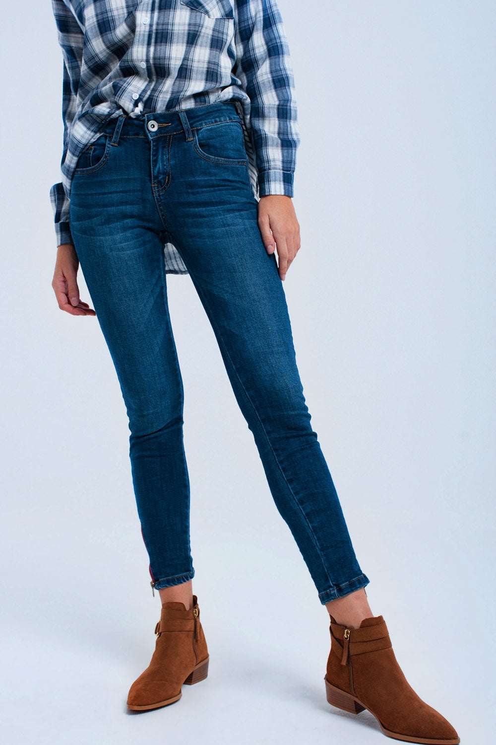 Skinny jeans with zipper - Denim