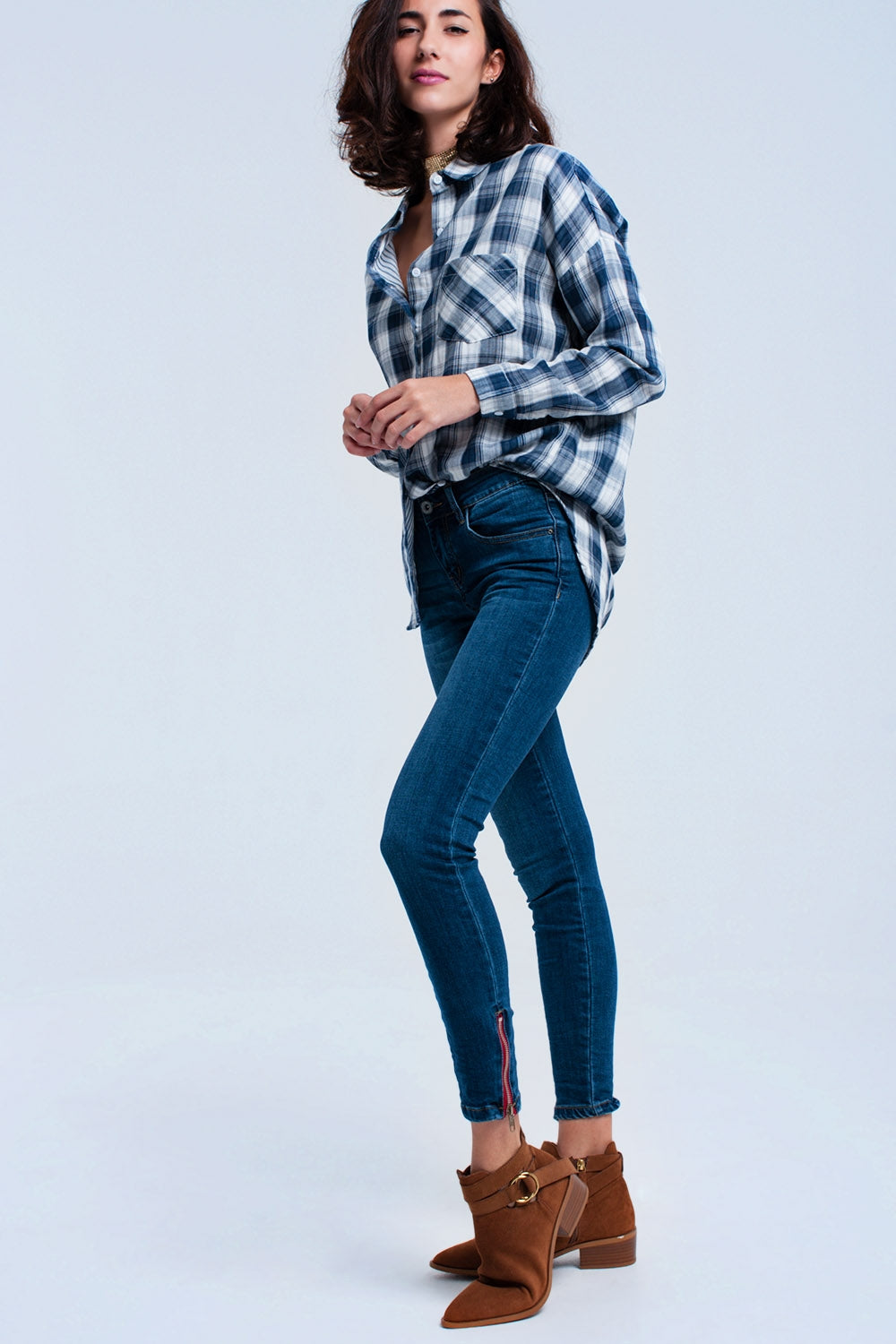 Skinny jeans with zipper - Denim