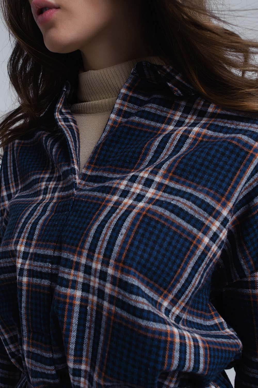 Robe midi à carreaux marine