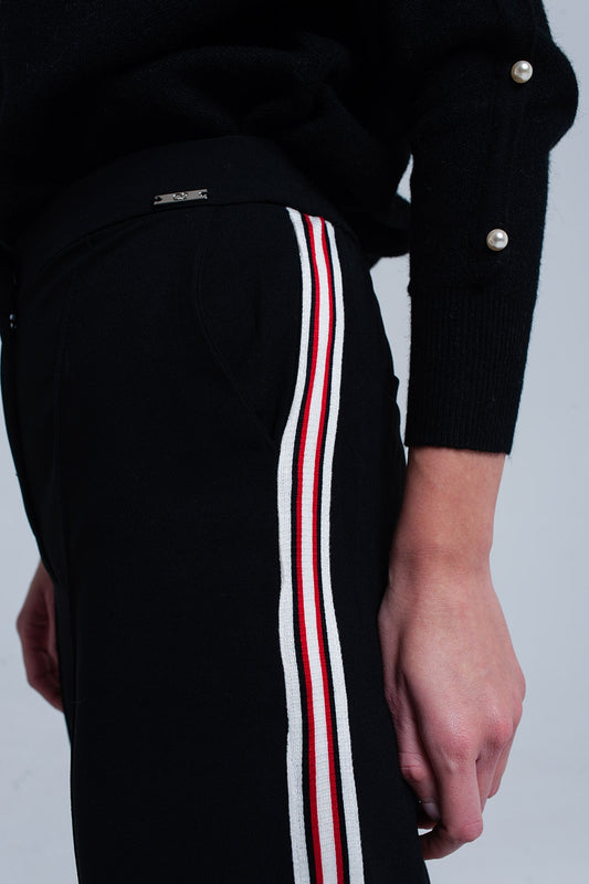 Black pants with stripe detail - trousers