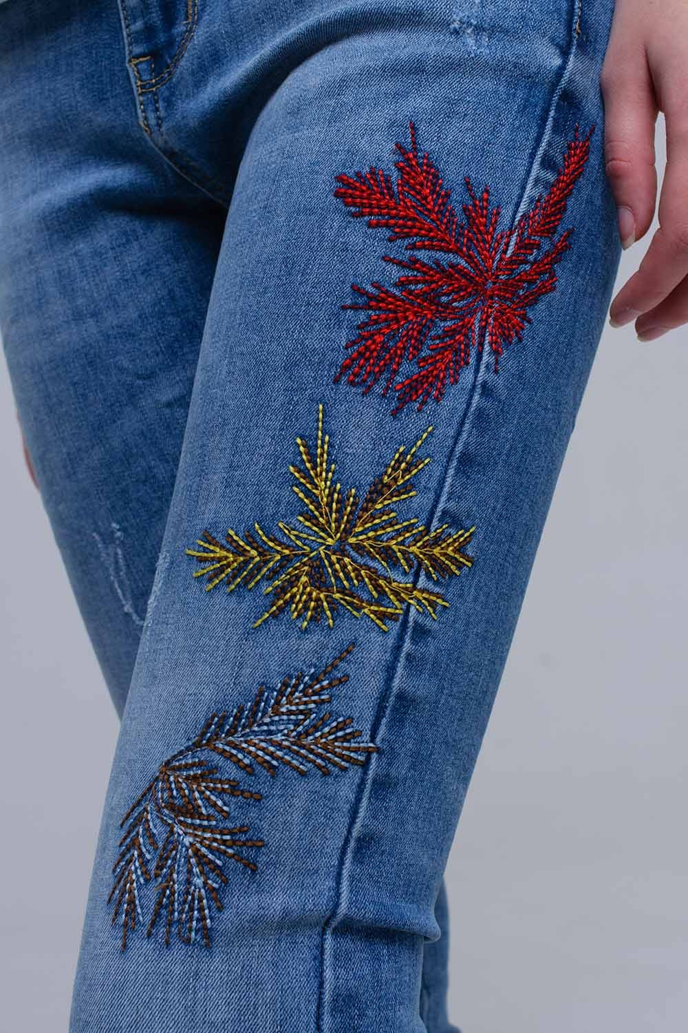Skinny embroidered jeans - Denim