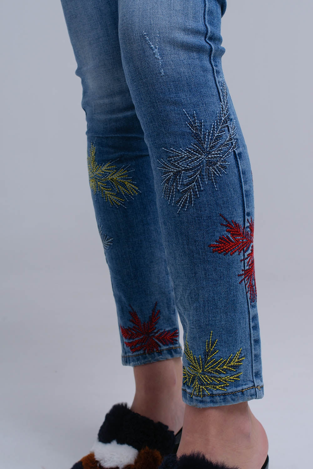 Skinny embroidered jeans - Denim