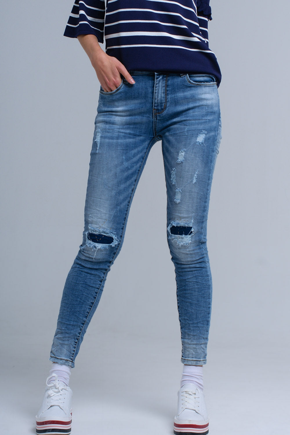 Skinny jeans with rips - Denim