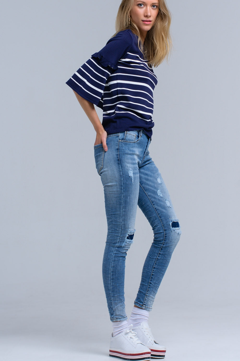 Skinny jeans with rips - Denim