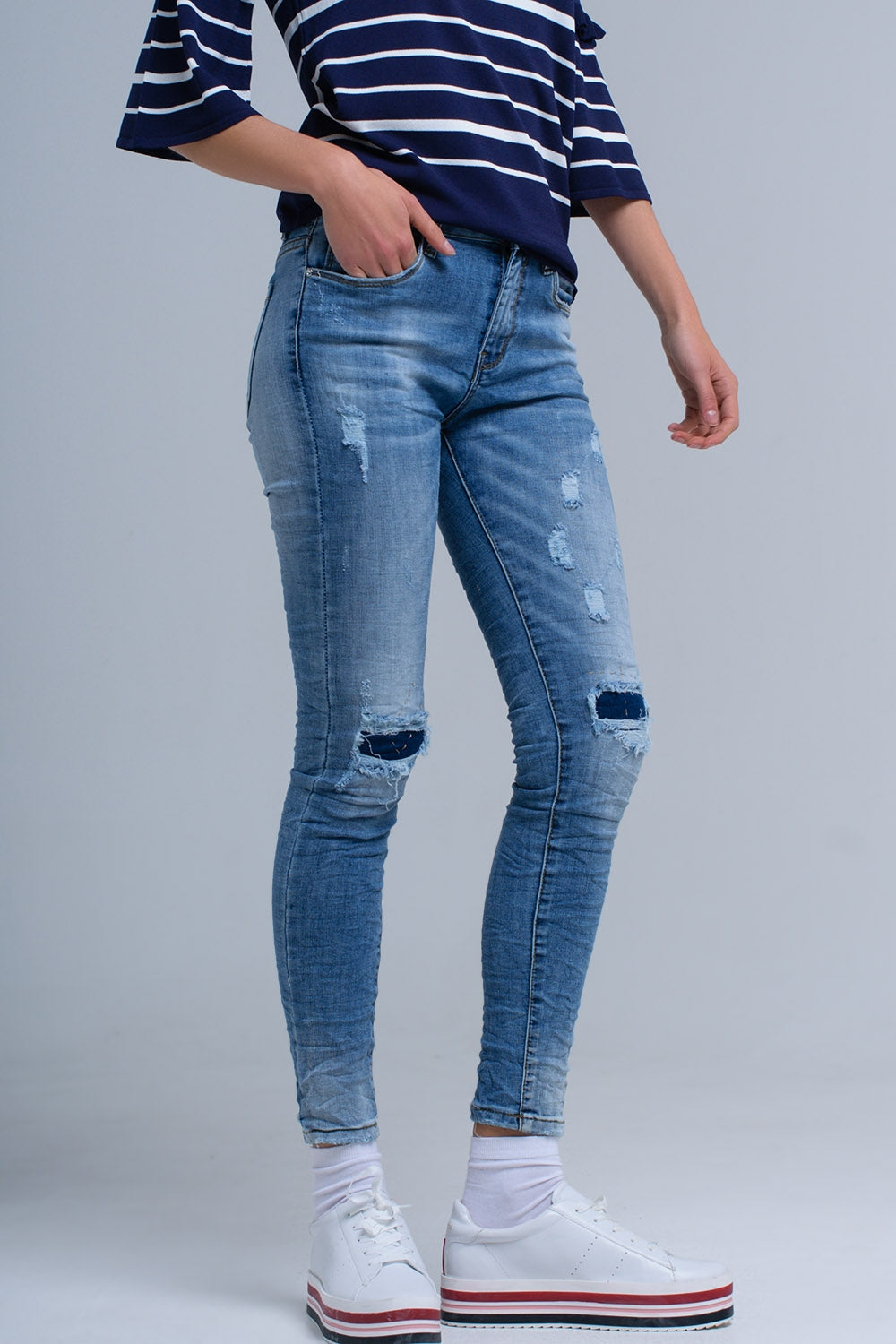 Skinny jeans with rips - Denim
