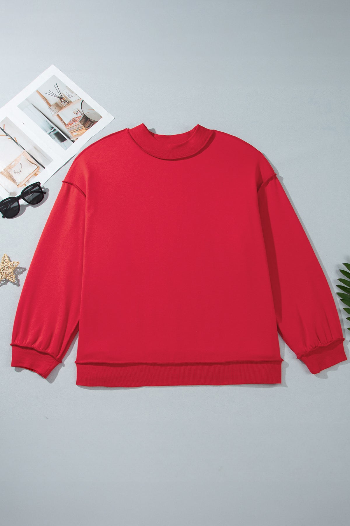 Exposed Seam Detail Reversible Double Wear Plus Size Sweatshirt - Plus Size/Plus Size Sweatshirts & Hoodies