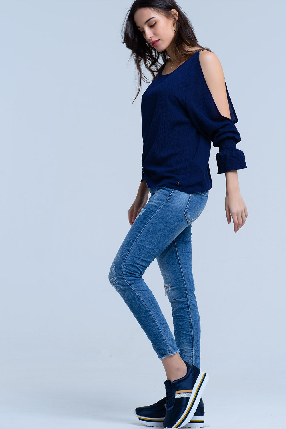 Jeans with rips details - Denim