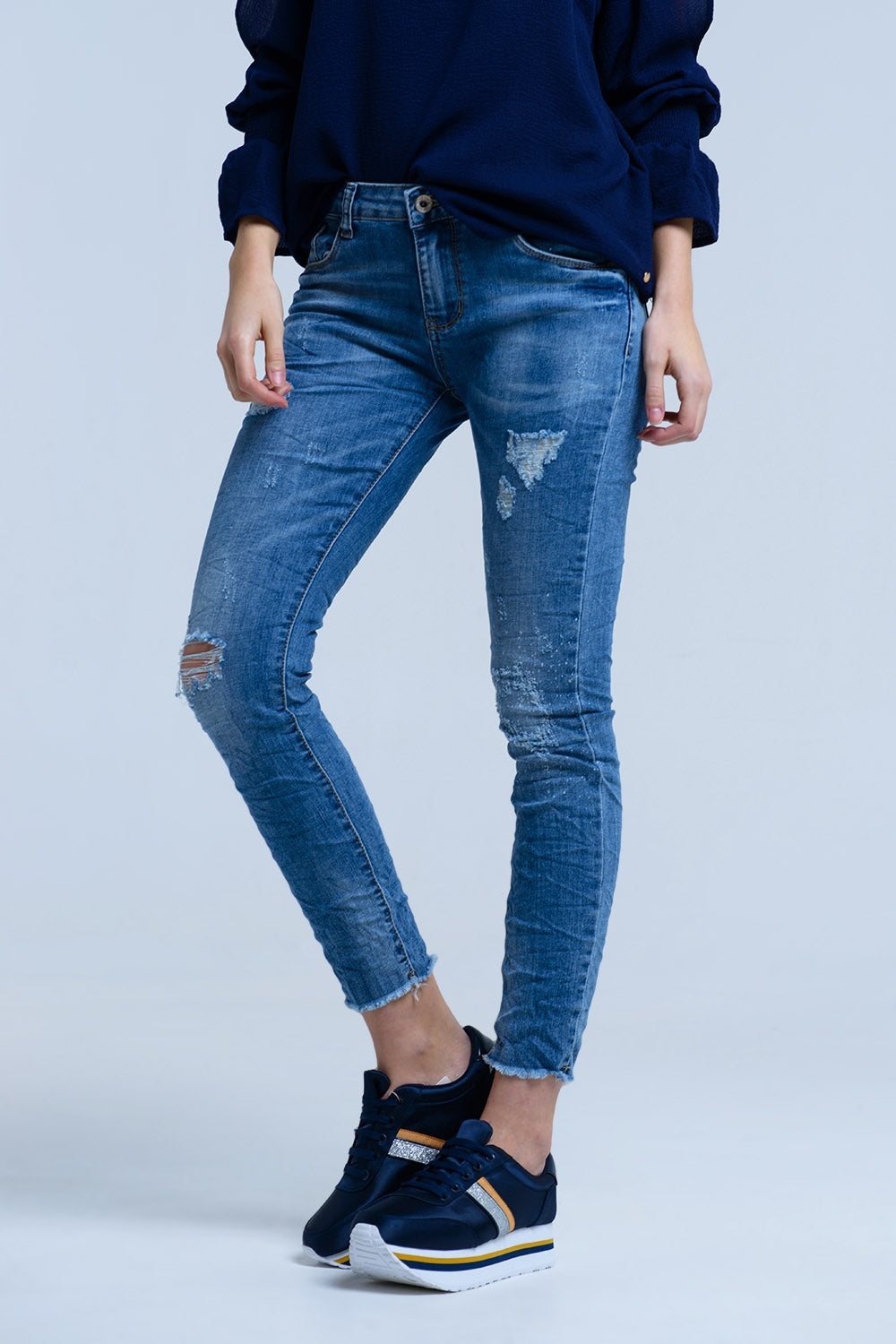 Jeans with rips details - Denim