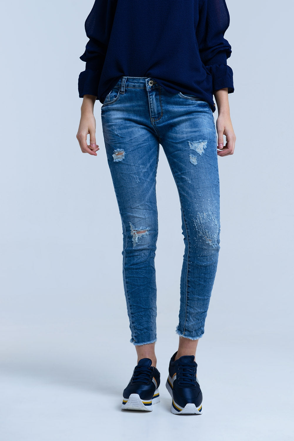 Jeans with rips details - Denim