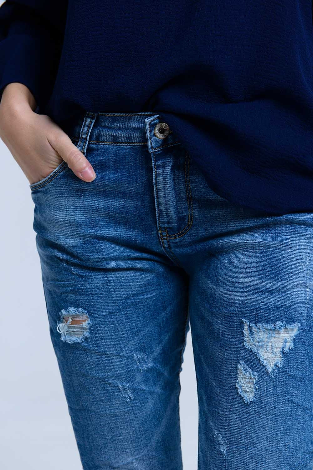 Jeans with rips details - Denim