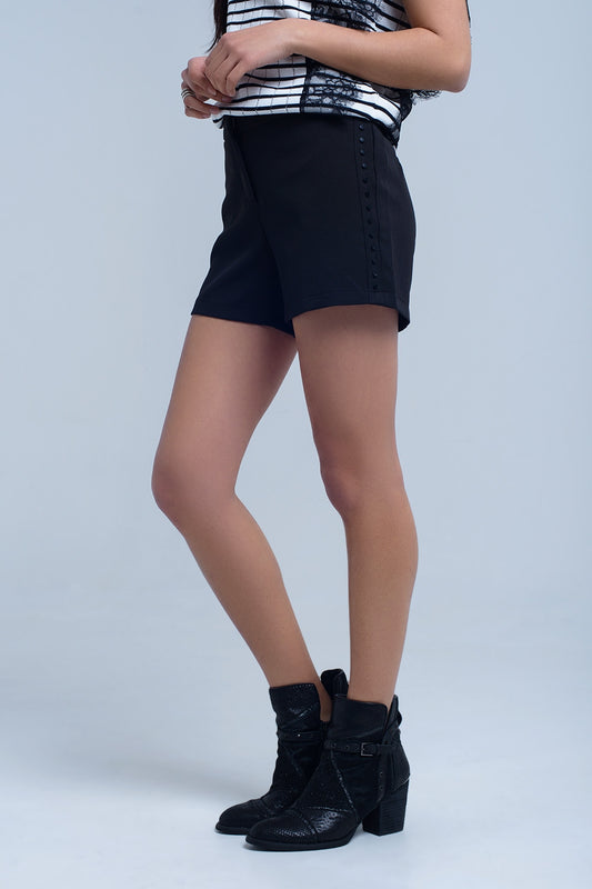Black short with side detail - trousers