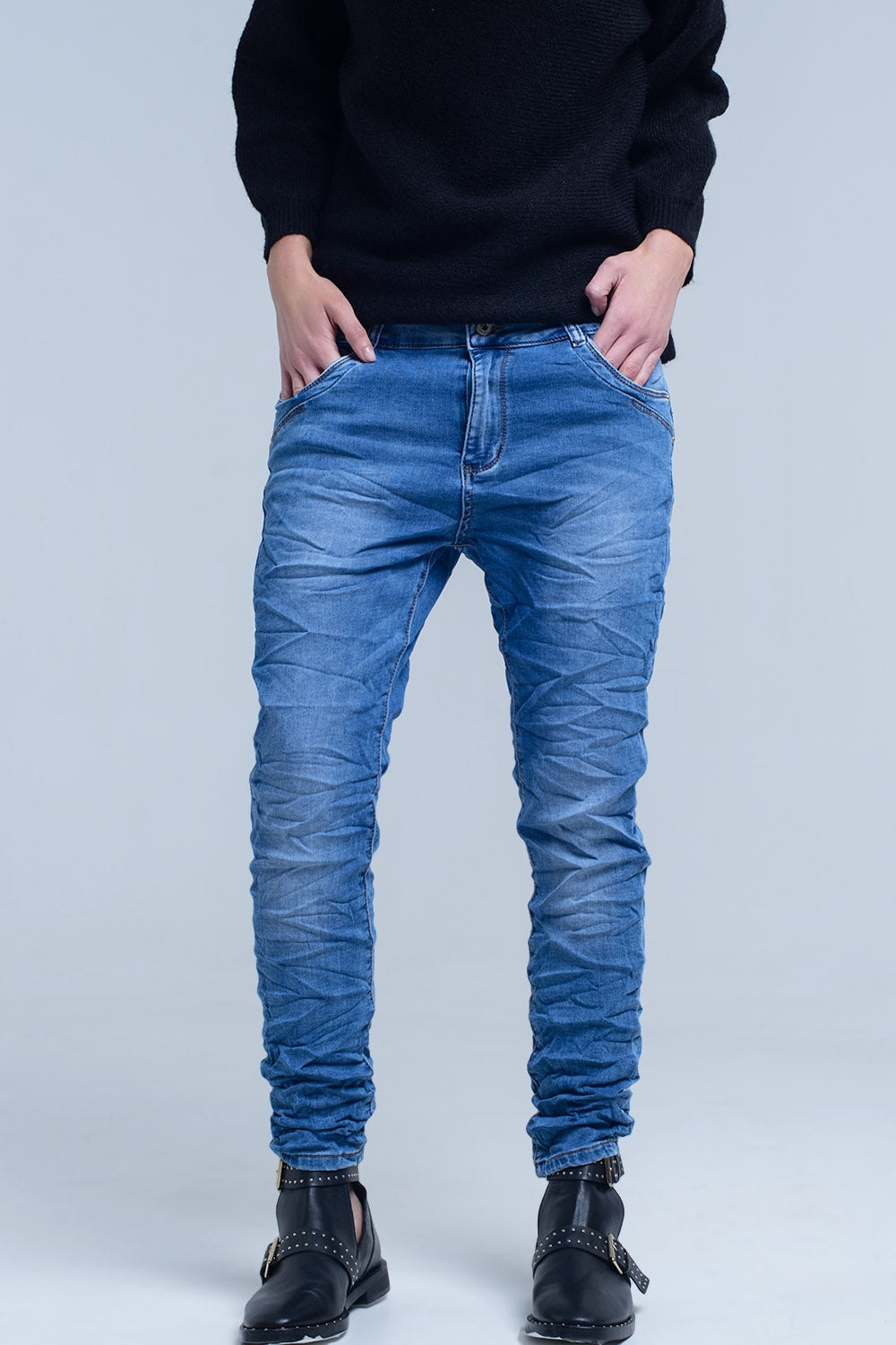Boyfriend jean with zip pocket detail - Denim