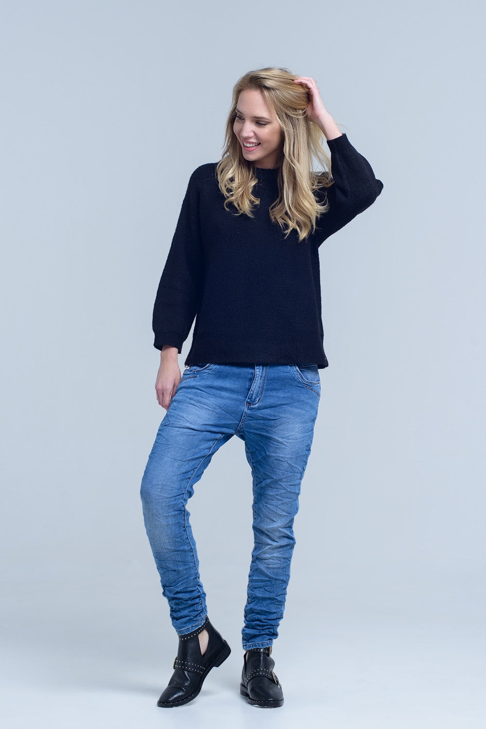 Boyfriend jean with zip pocket detail