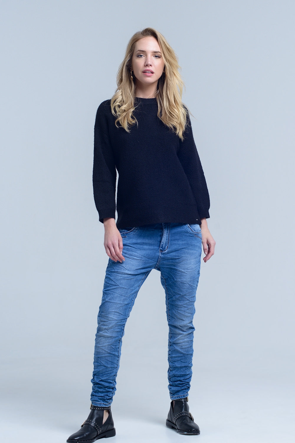 Boyfriend jean with zip pocket detail - Denim