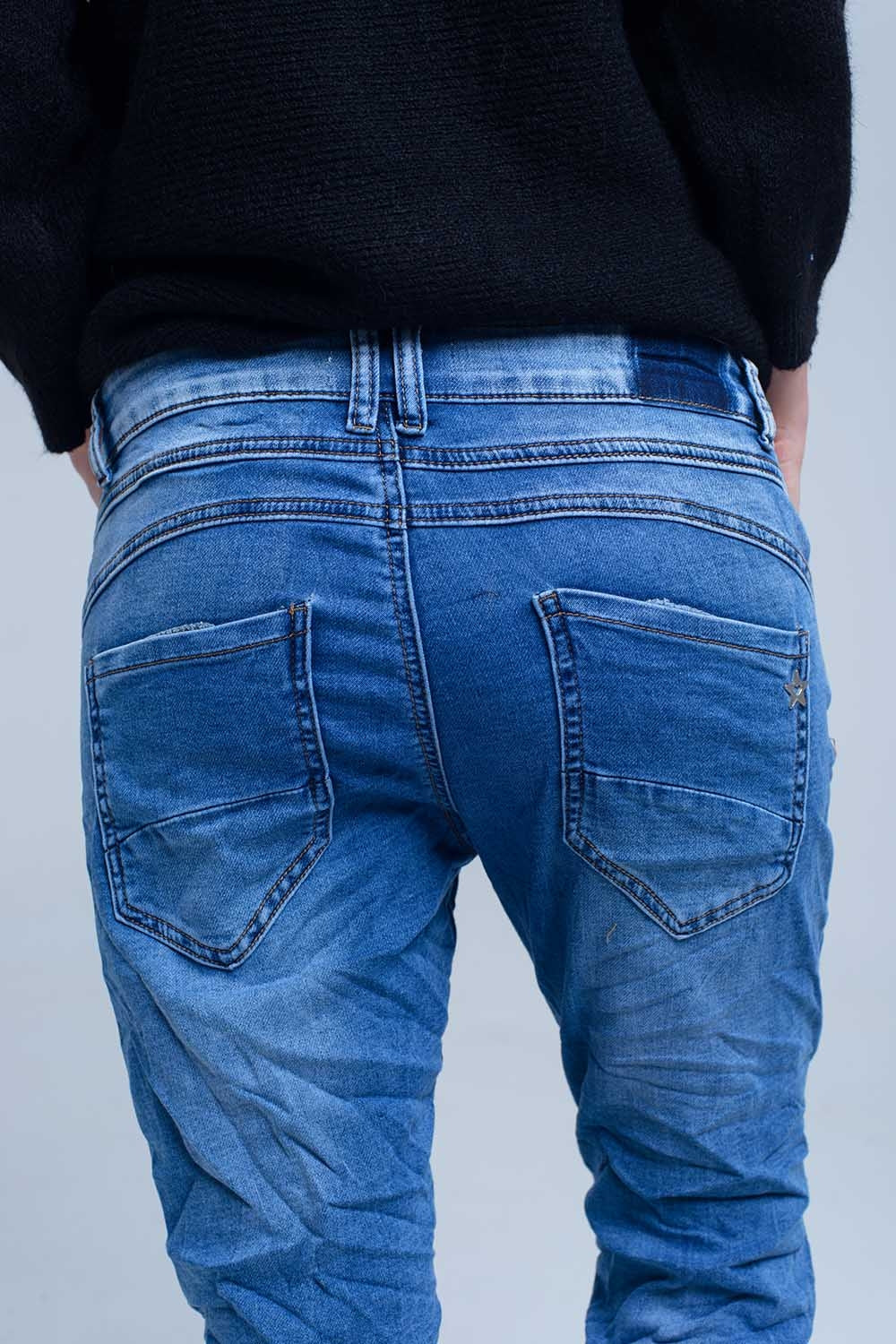 Boyfriend jean with zip pocket detail - Denim