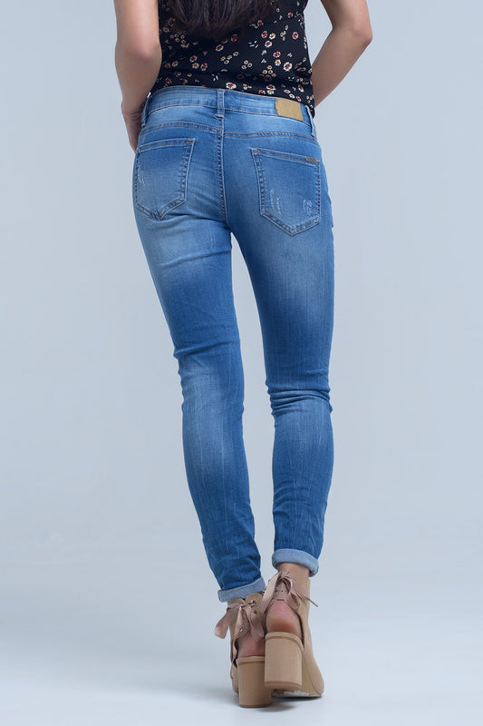 Skinny jeans with rips knee - Denim