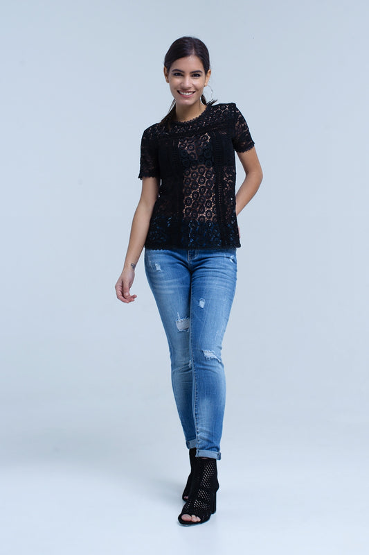 Skinny Blue jeans with rips - Denim