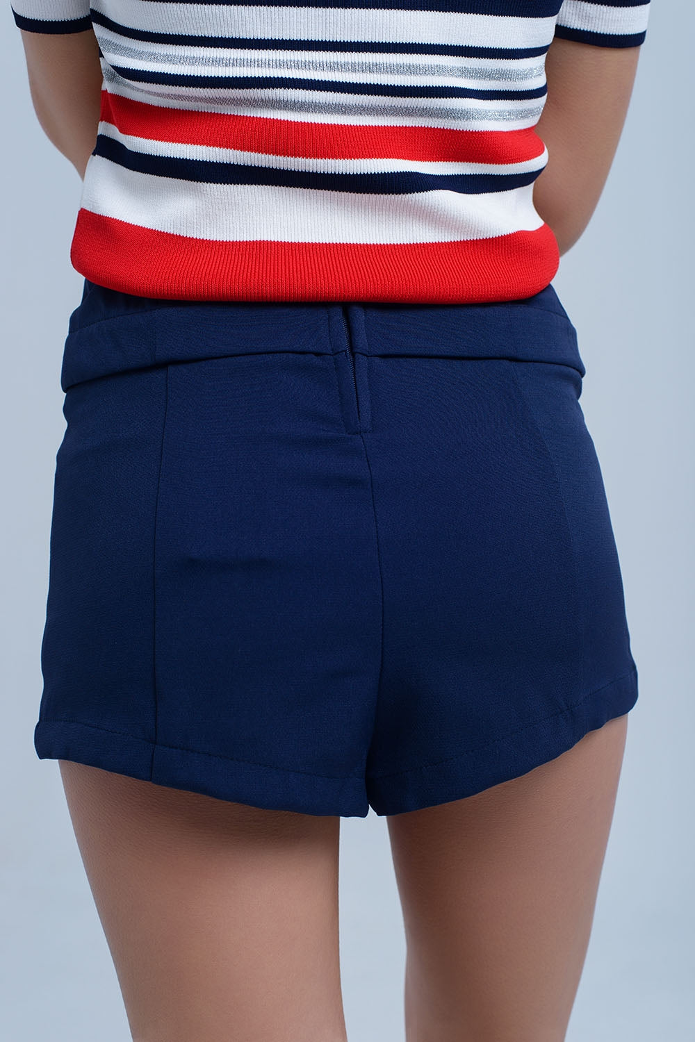 Navy short with tie detail - trousers