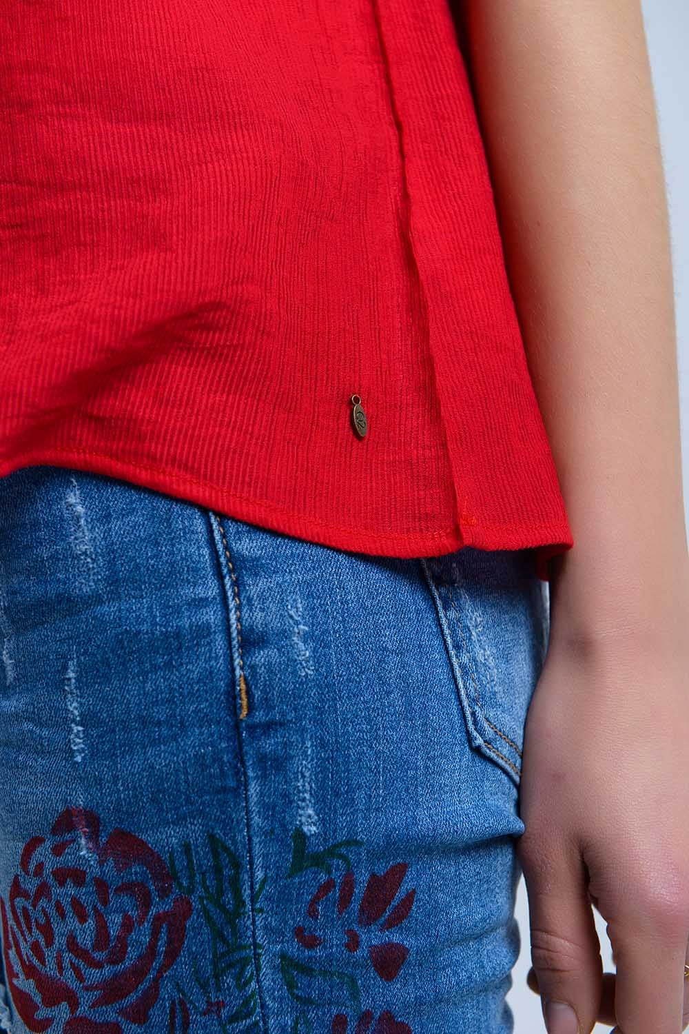 Skinny jeans with painted floral - Denim