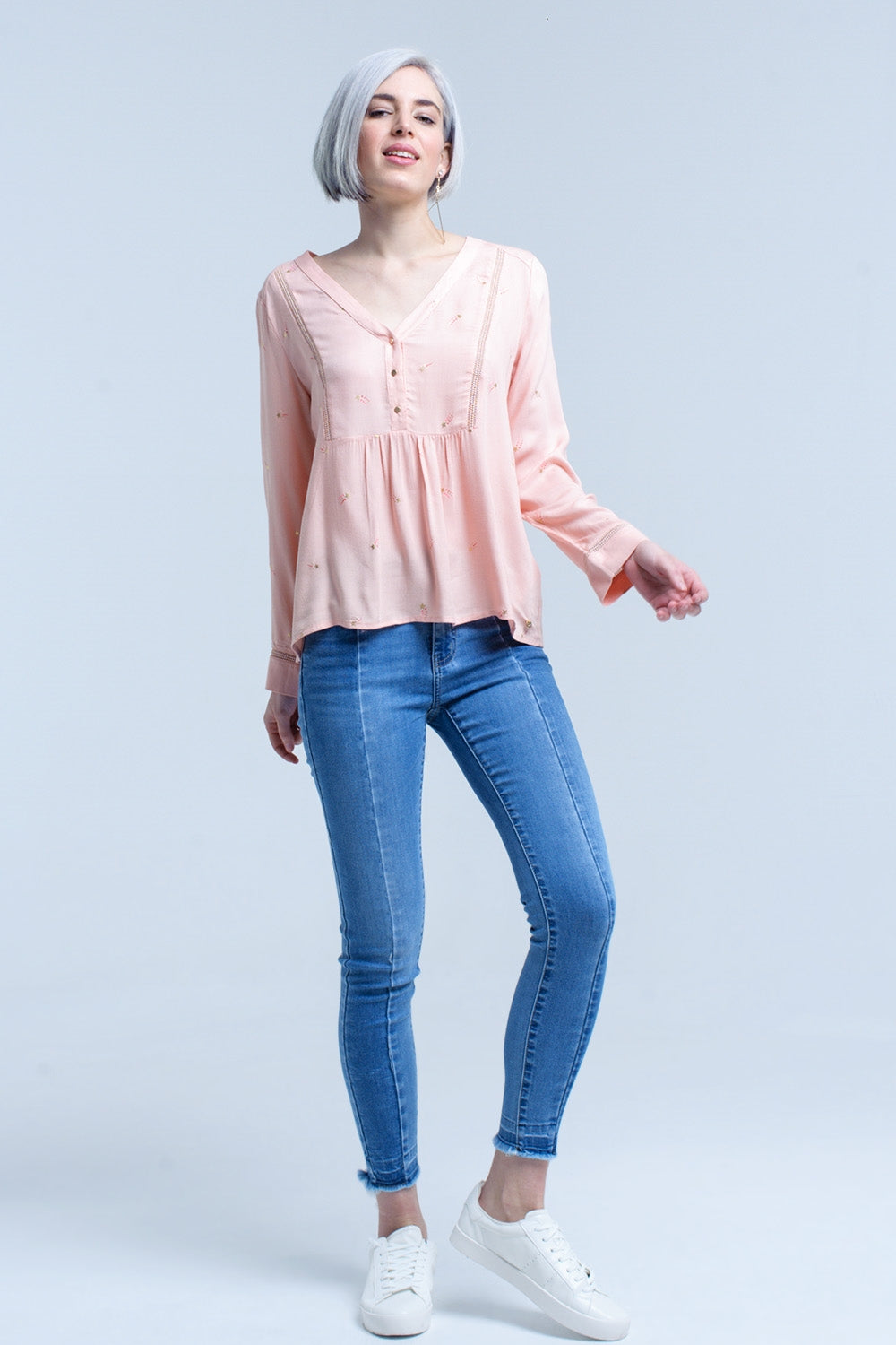Two tone denim jean