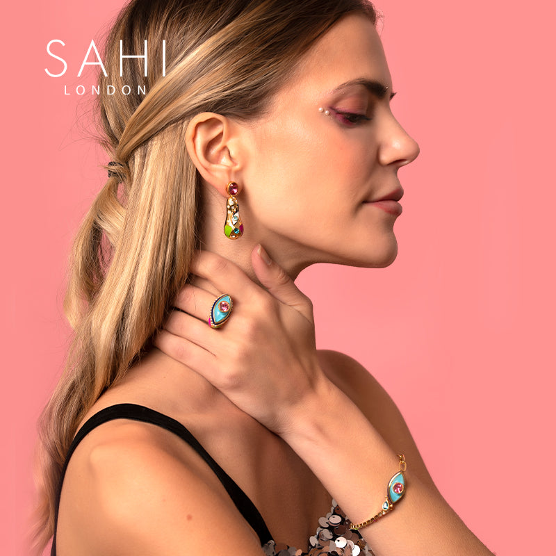 Love Affair Enamel Teardrop Chain & Link Bracelet - BRACELET