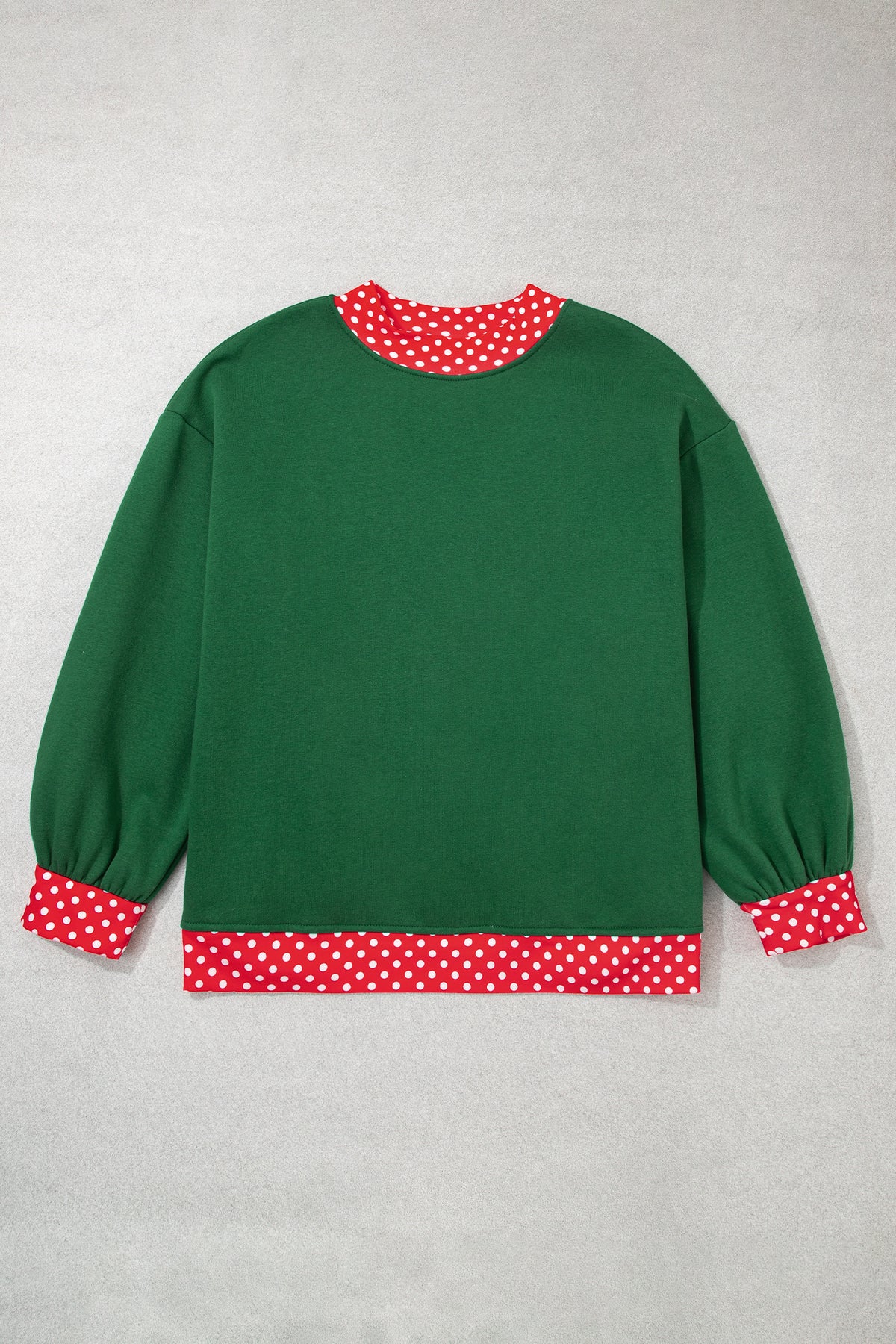 Tillandsia Purple Polka Dot Patchwork Round Neck Plus Size Sweatshirt - Plus Size/Plus Size Sweatshirts & Hoodies