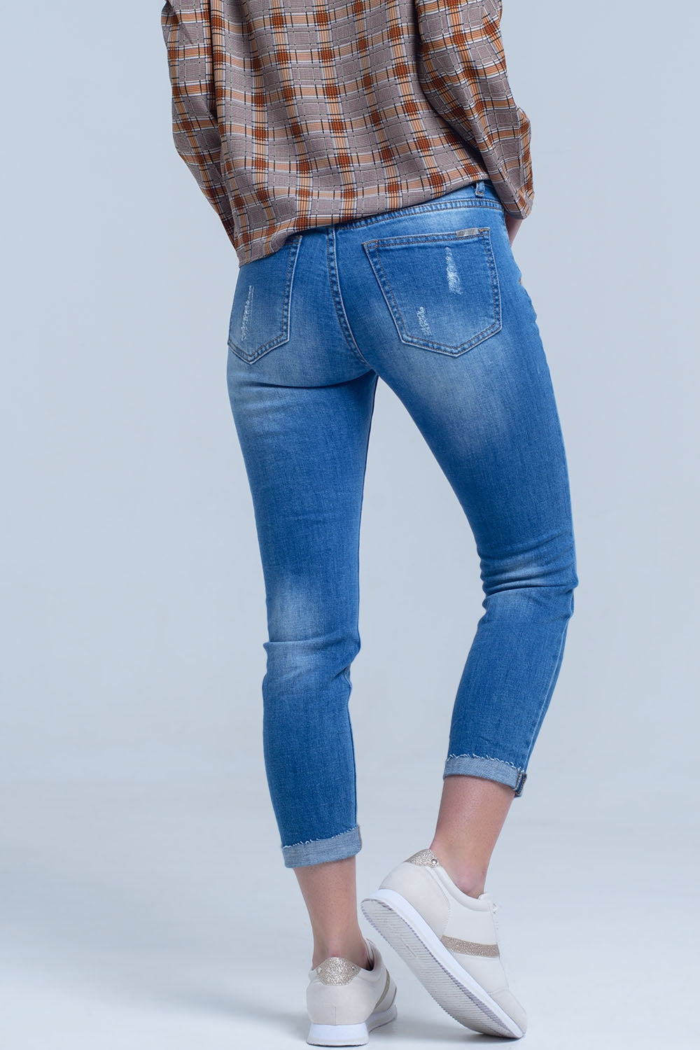 Jean skinny with rips on the legs - Denim