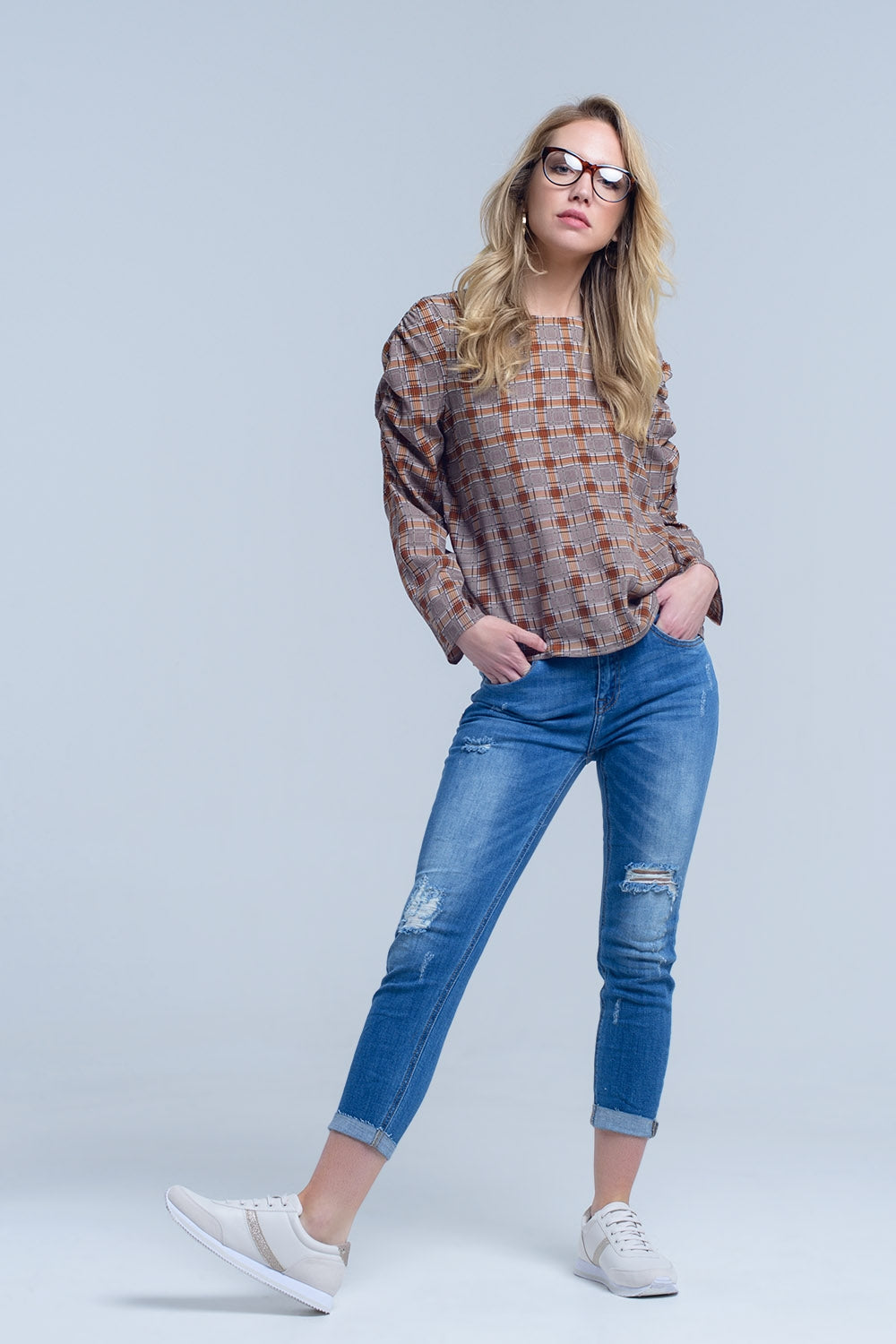 Jean skinny with rips on the legs - Denim