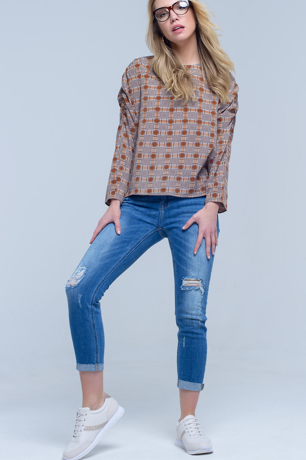 Jean skinny with rips on the legs - Denim
