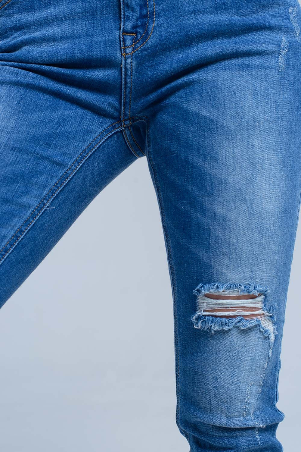 Jean skinny with rips on the legs - Denim