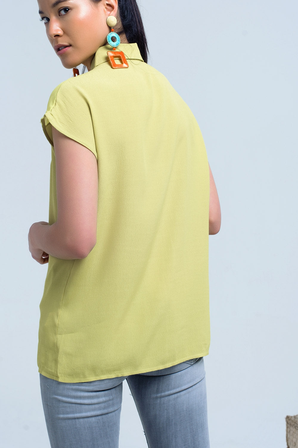 Yellow shirt with mesh detail - Shirts