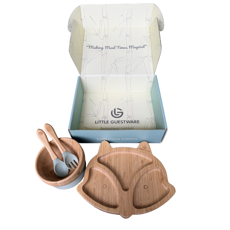 Fox Bamboo Feeding Set - Plate, Bowl, Spoon & Fork Gift Set - Feeding Essentials