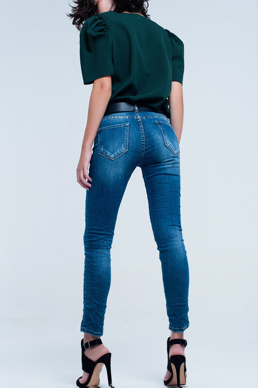 Skinny Blue jeans with rips - Denim