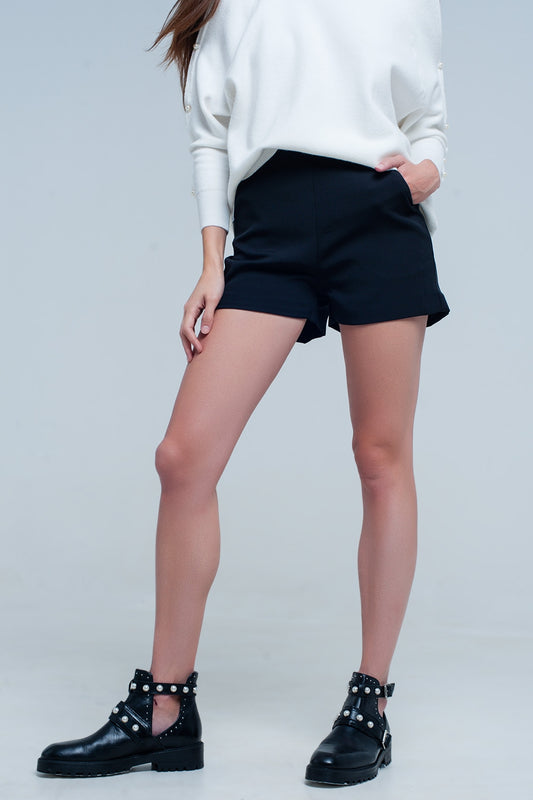 High waist black shorts - trousers