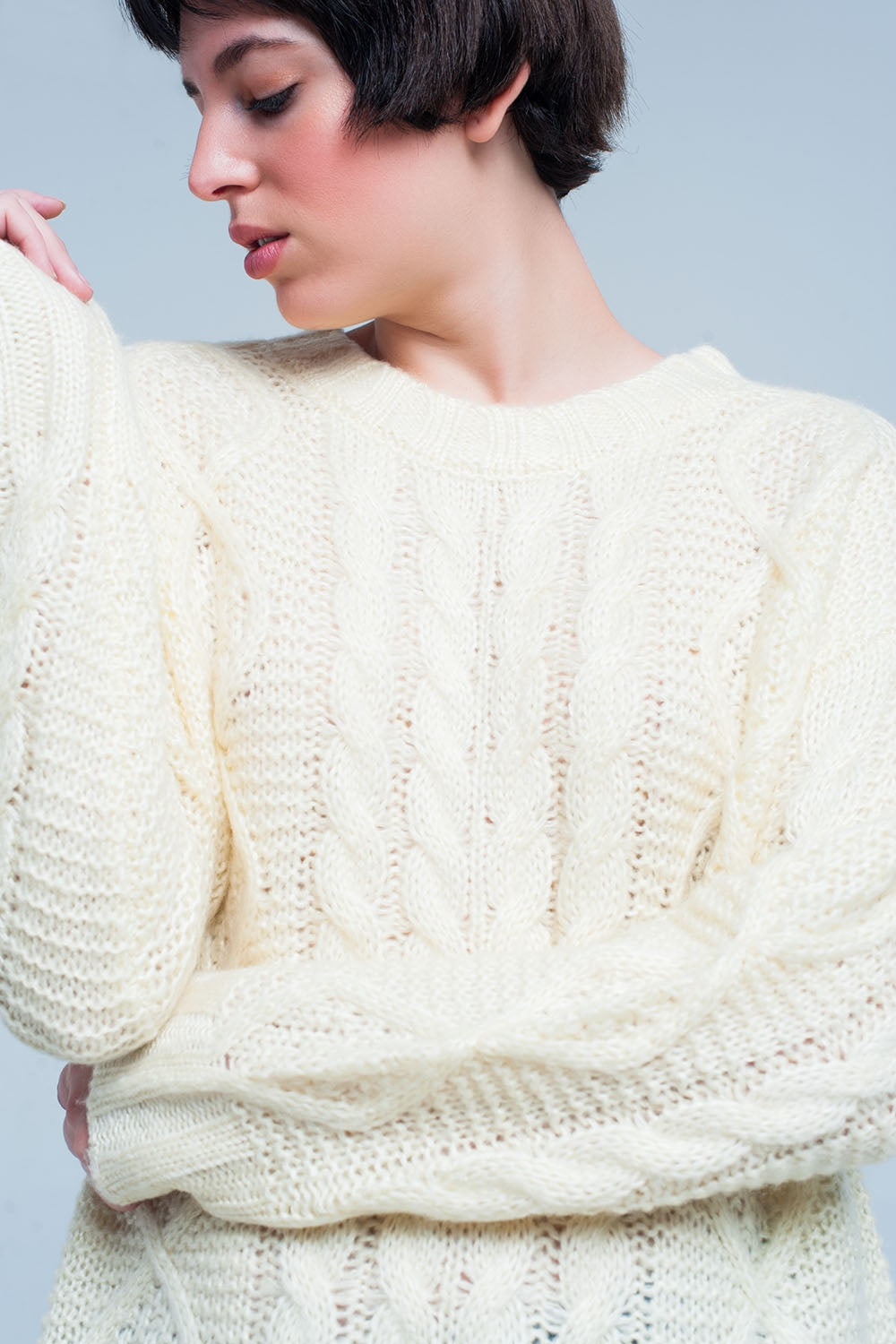Yellow Cable Knitted Mini Dress