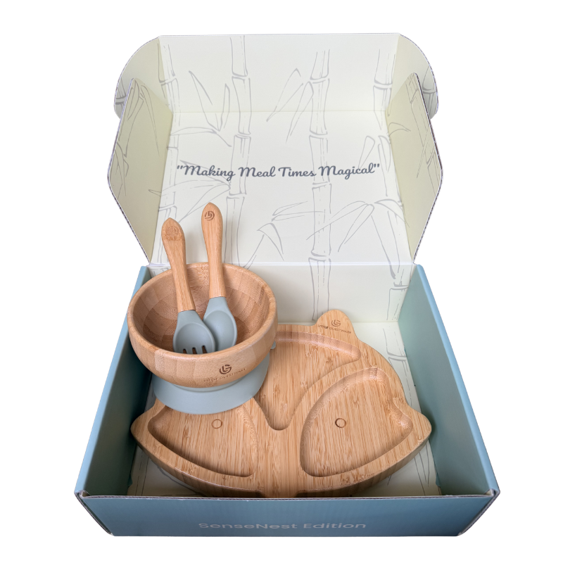 Fox Bamboo Feeding Set - Plate, Bowl, Spoon & Fork Gift Set - Feeding Essentials