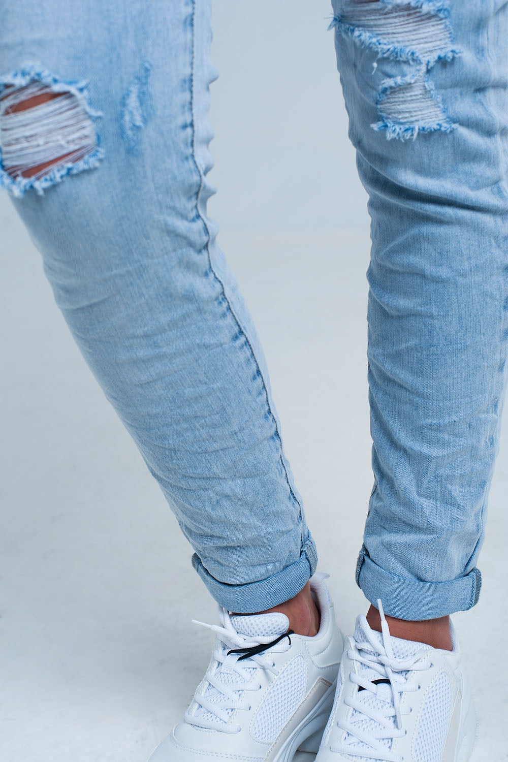 Light Wash Jogger with Drawstring Waistband - Denim