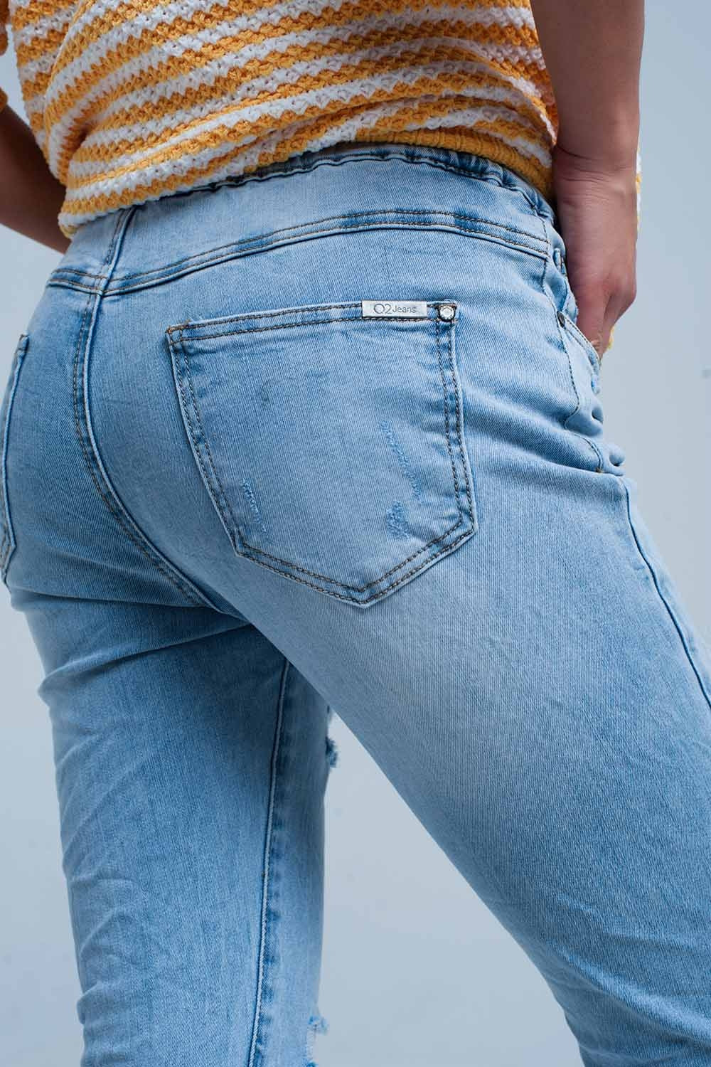 Light Wash Jogger with Drawstring Waistband - Denim