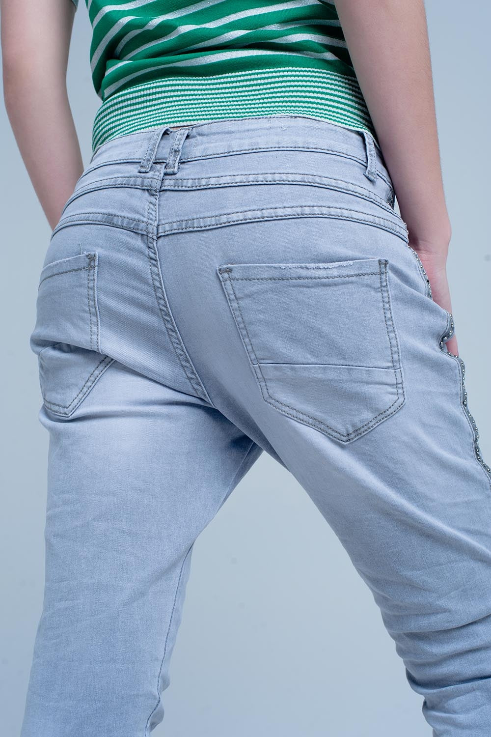 grey jeans with detail metalic - Denim