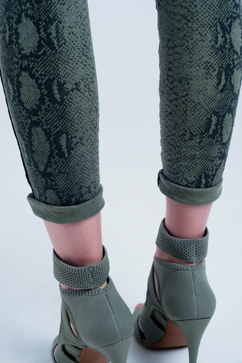 Green skinny reversible jeans with snake print - Coloured Jeans